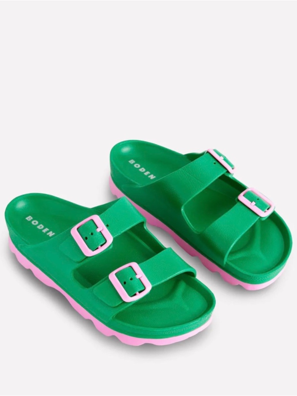 Boden Lyla double buckle sliders Green and Pink sz 38/us7 - Picture 2 of 6